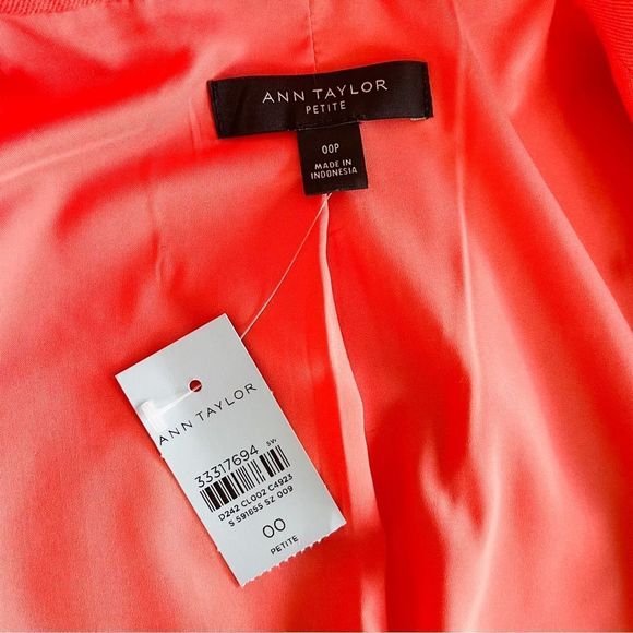 Ann Taylor 00P NWT Petite Linen & Shell Corral Orange Blazer 1 Button & Pockets - Picture 13 of 14